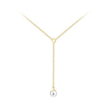 Silver Hanging Chain Necklace with 6mm Pearl