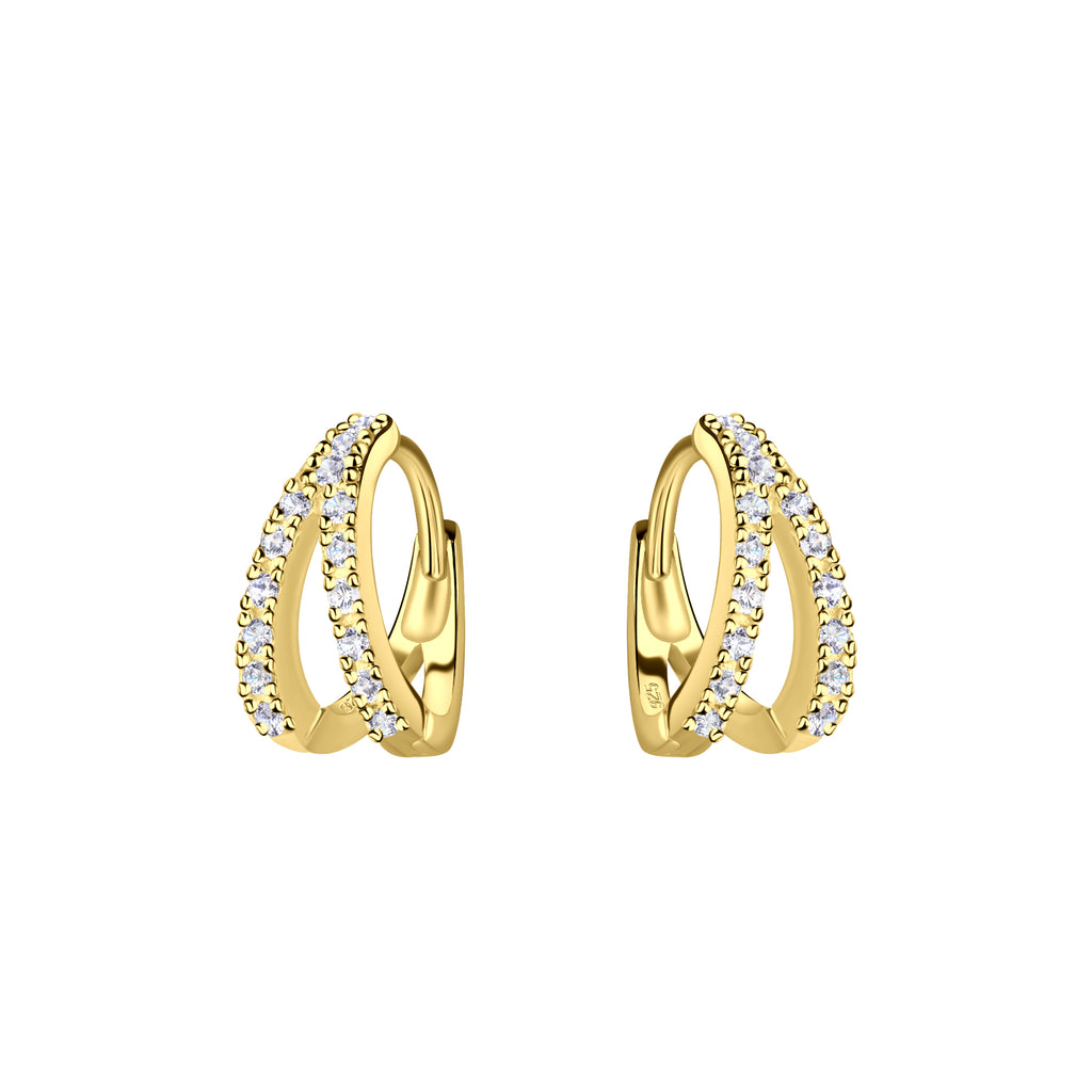 Silver Double Line Huggie Earrings