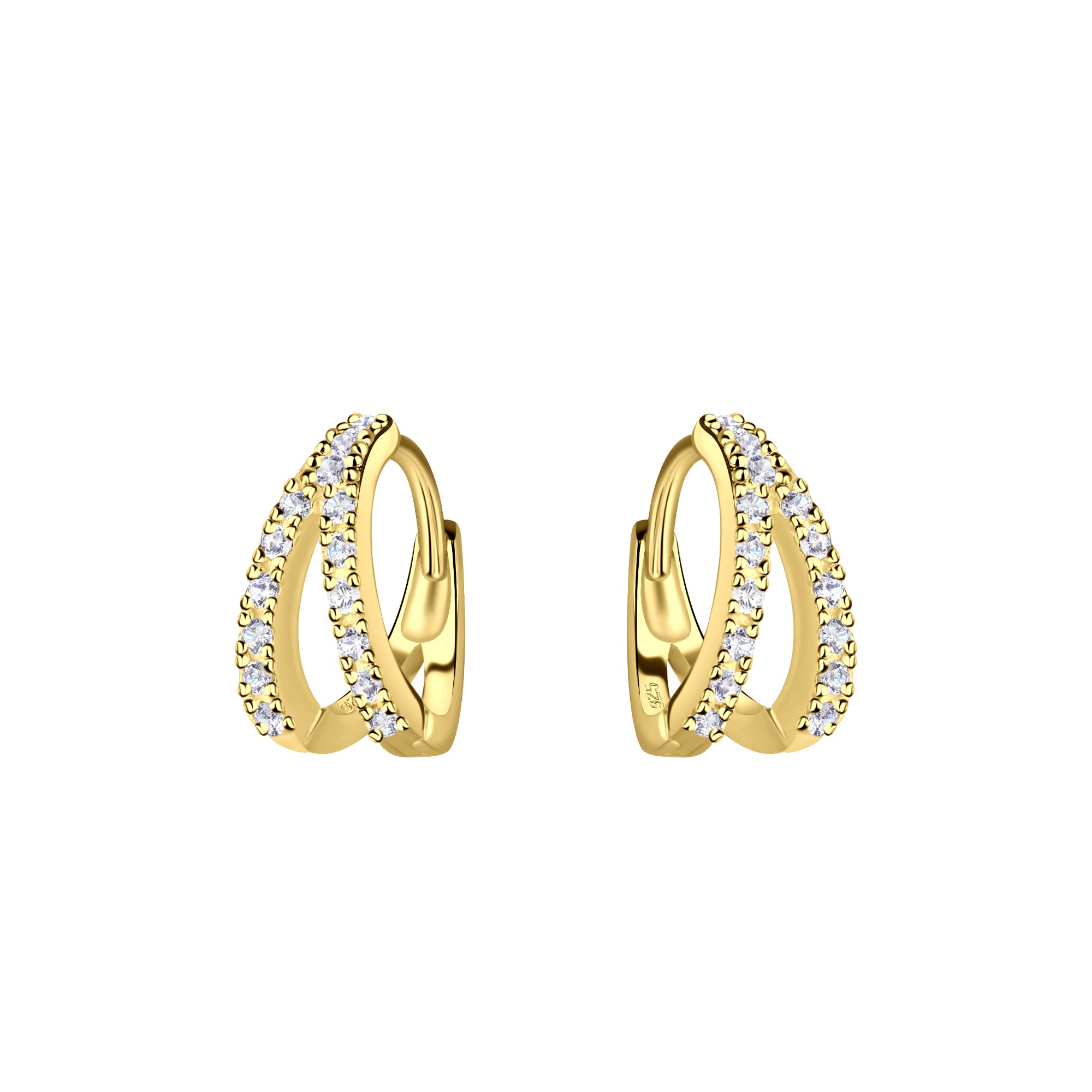 Silver Double Line Huggie Earrings