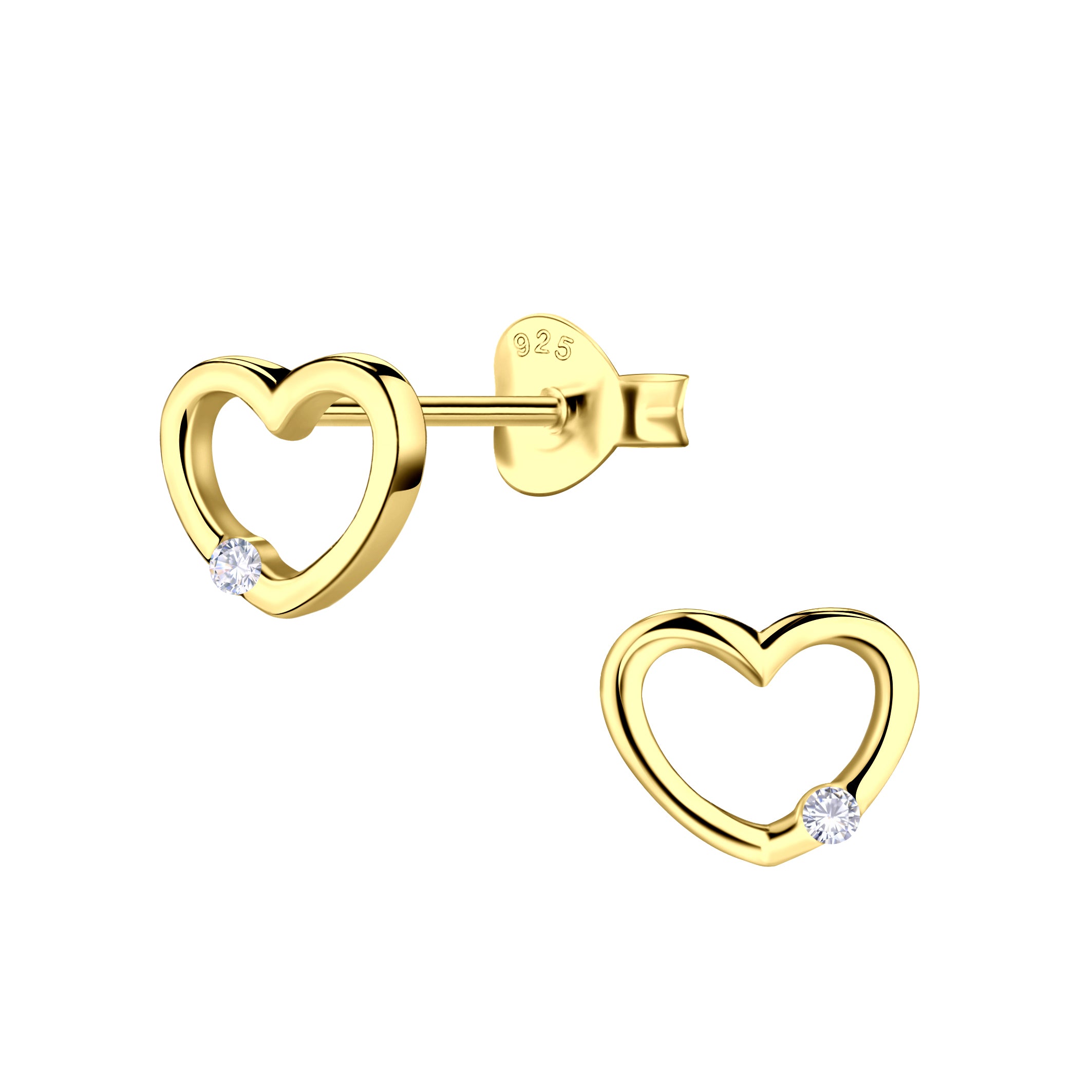Silver Heart Stud Earrings