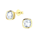 6mm Cushion Cubic Zirconia Silver Stud Earrings
