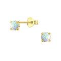 4mm Opal Silver Stud Earrings