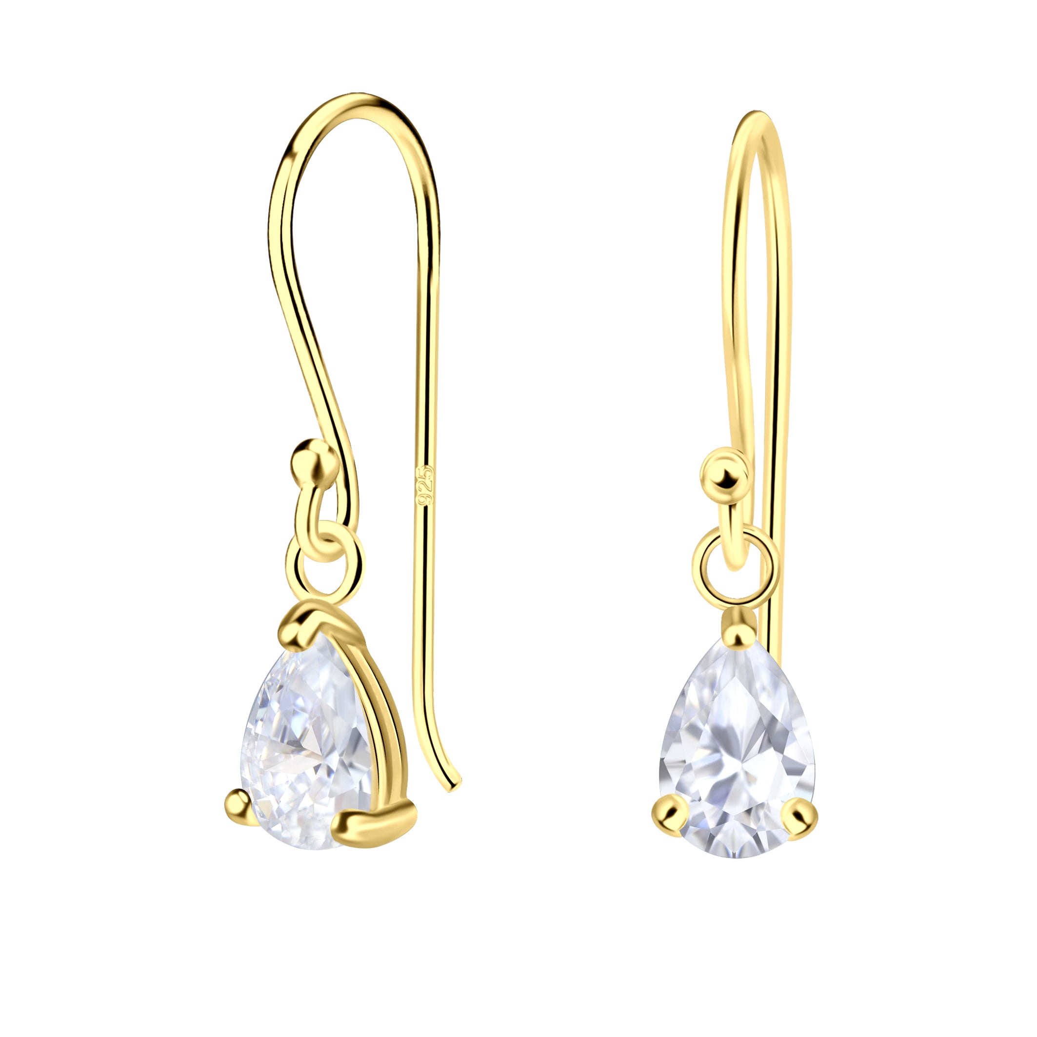 4x6mm Pear Cubic Zirconia Silver Earrings