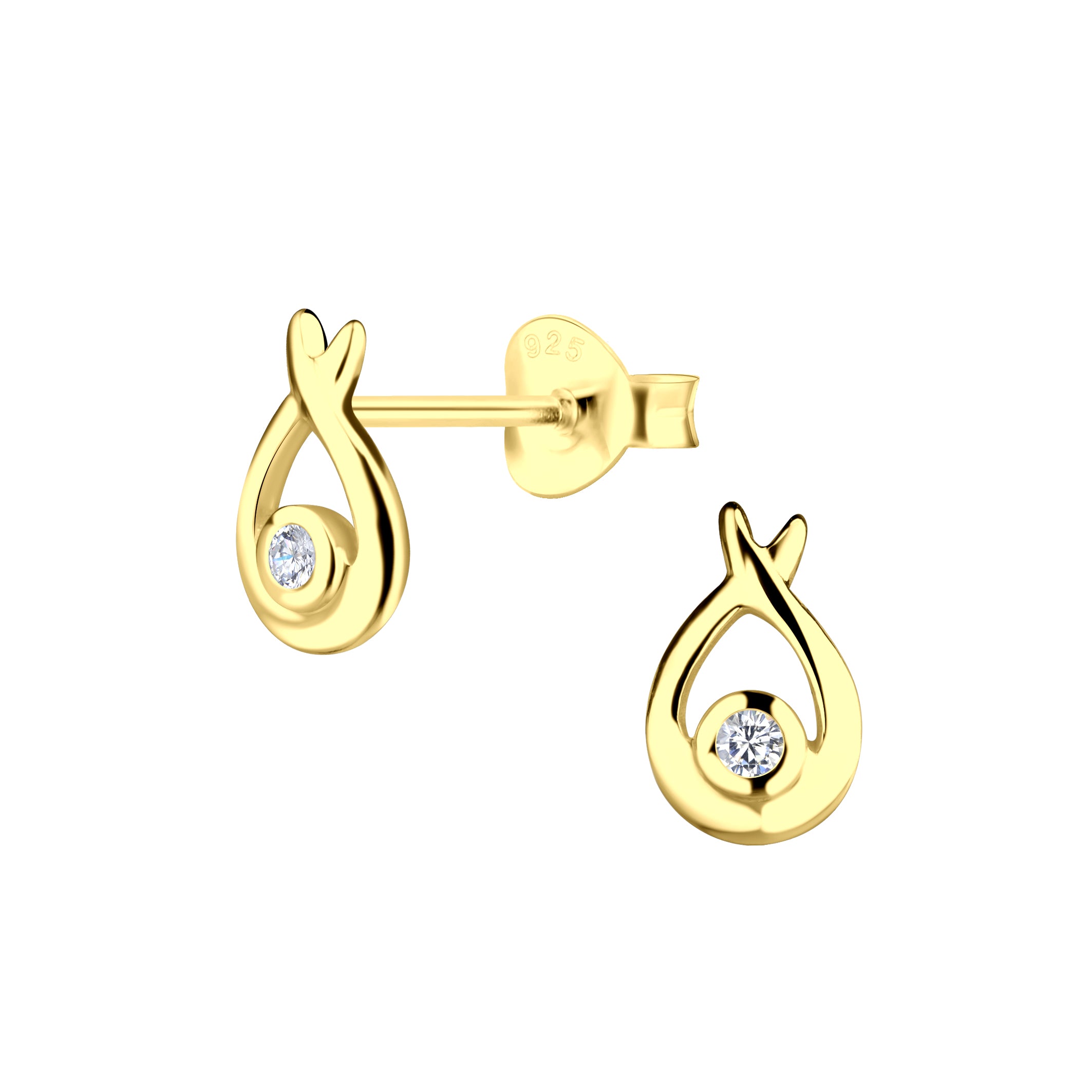 Silver Tear Drop Stud Earrings