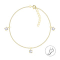 4mm Round Cubic Zirconia Silver Anklet