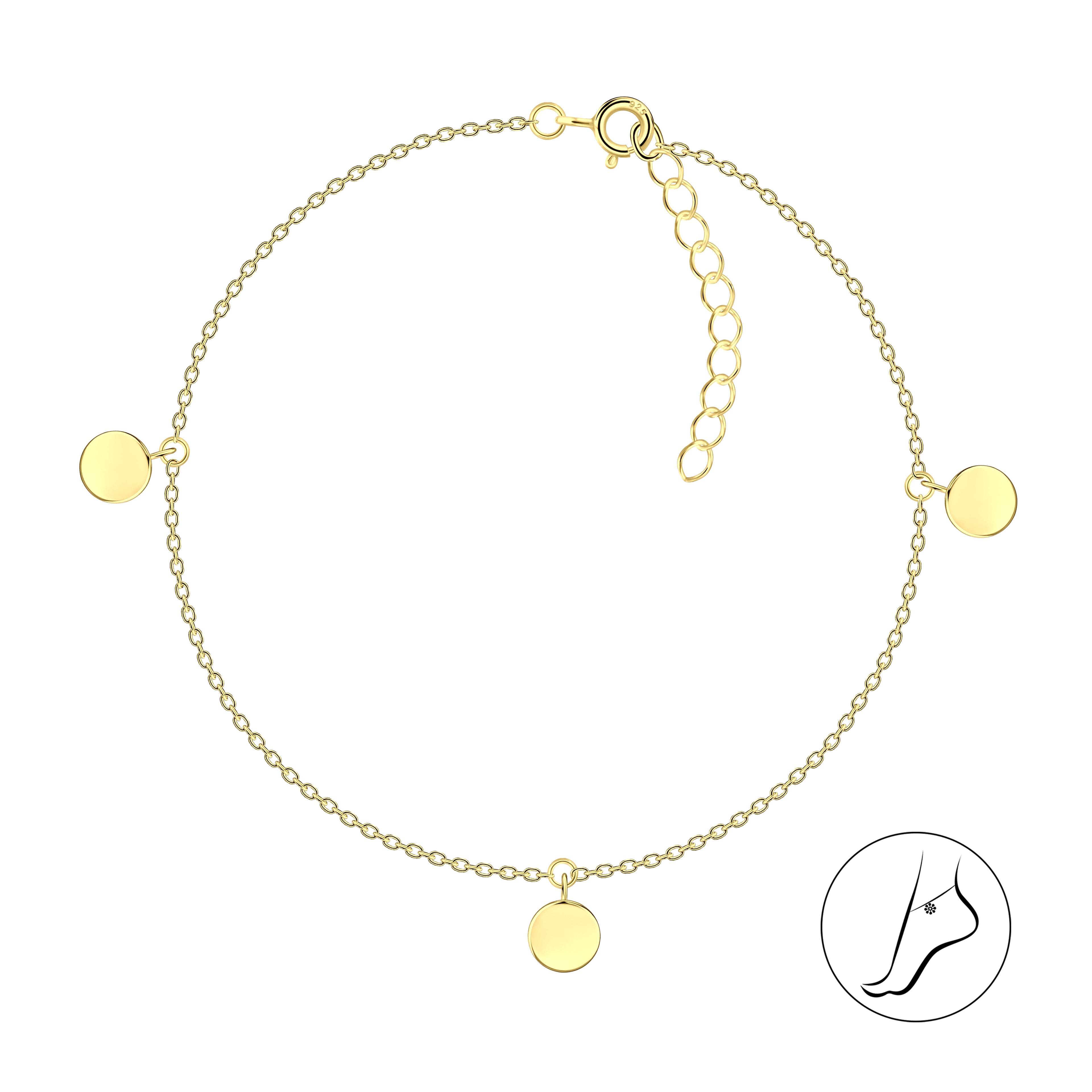 25cm Silver Round Anklet