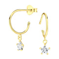 Silver Star Half Hook Stud Earrings