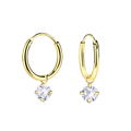 4mm Cubic Zirconia Charm Hoop Earrings
