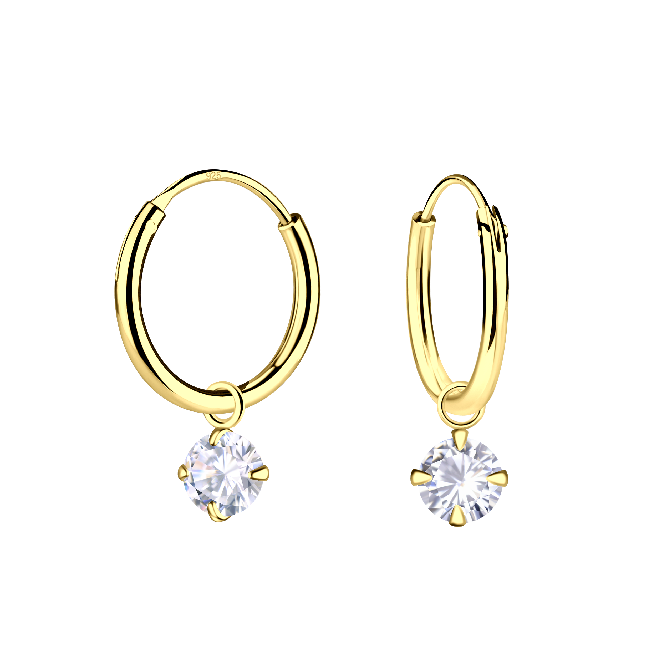 4mm Cubic Zirconia Charm Hoop Earrings