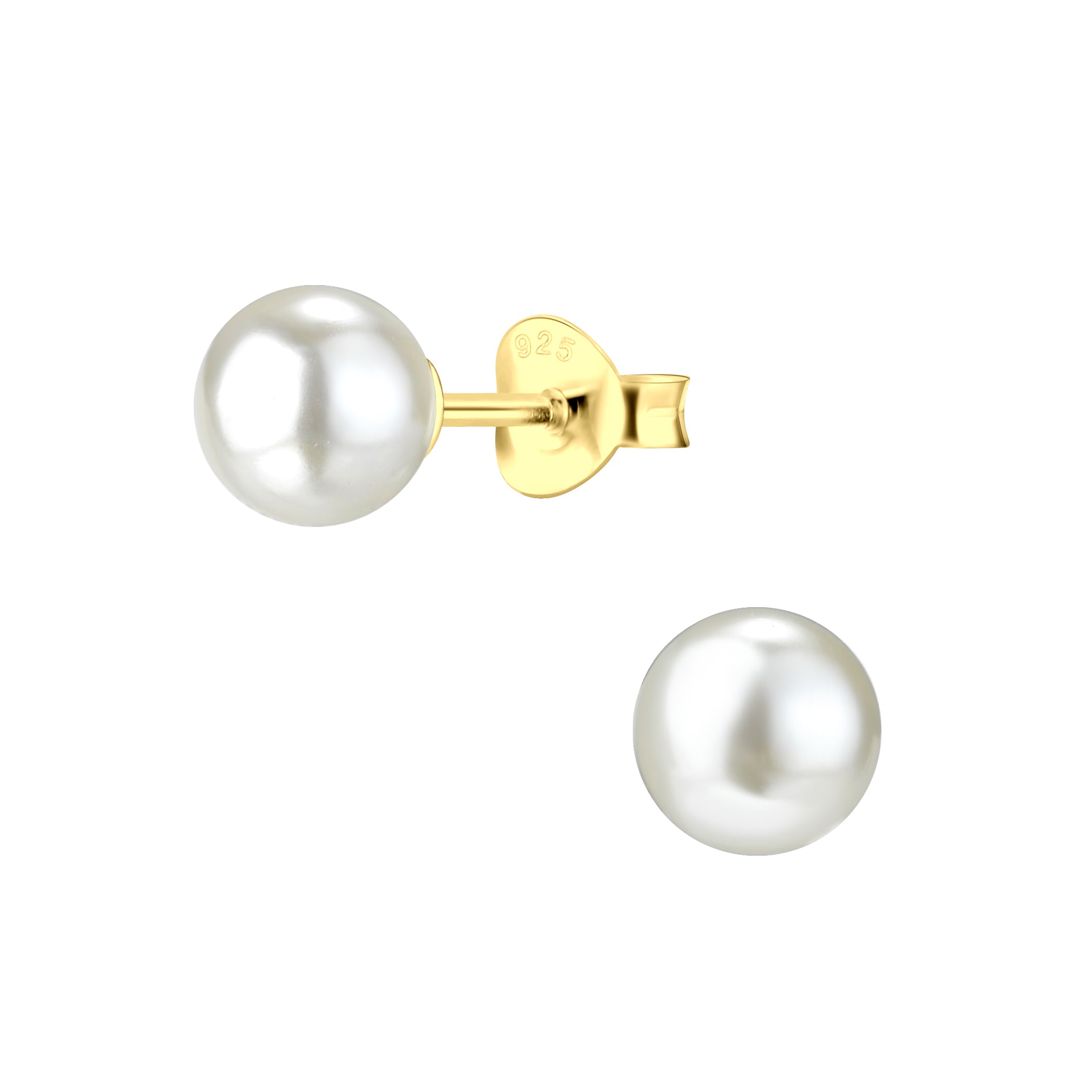 6mm Pearl Silver Stud Earrings