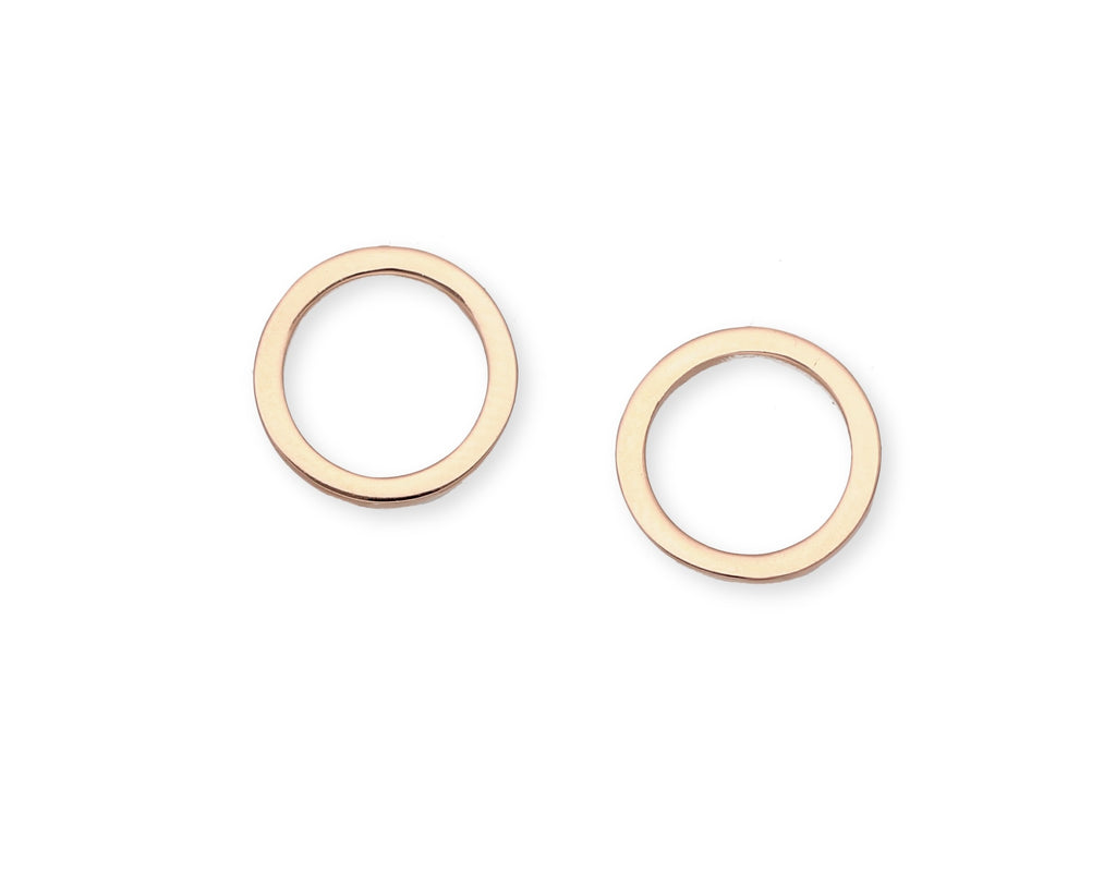 925 Sterling Silver Circle Push-Back Pink Gold Earrings