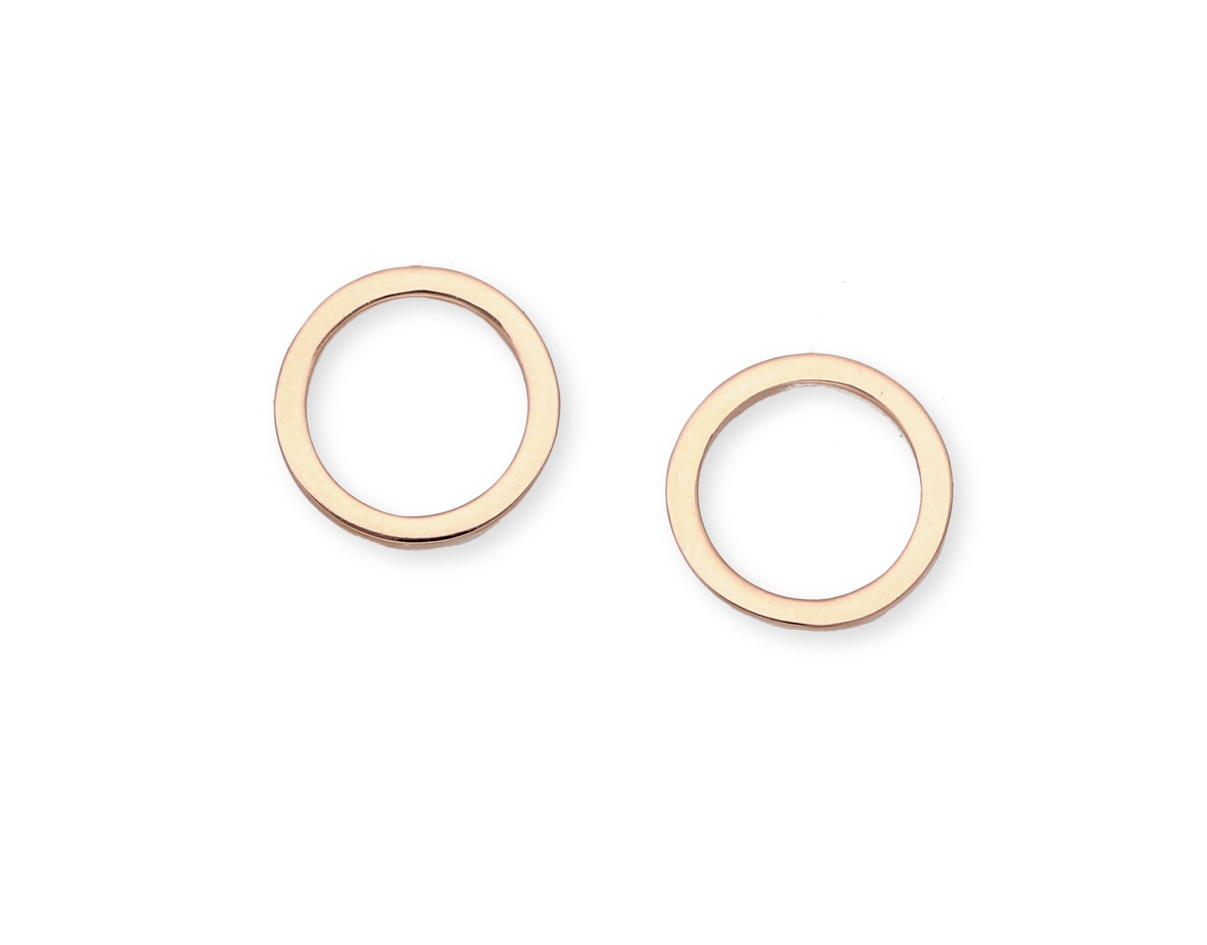 925 Sterling Silver Circle Push-Back Pink Gold Earrings