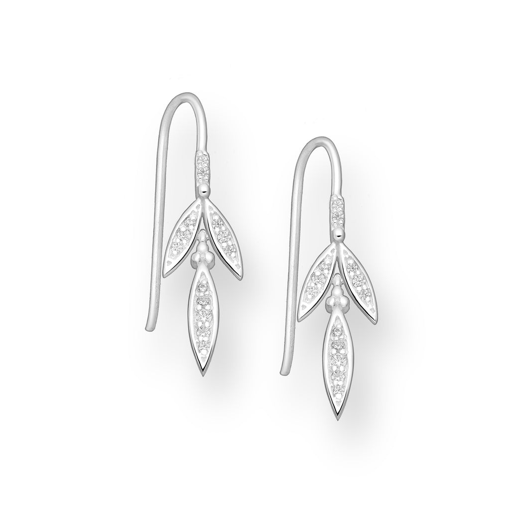 925 Sterling Silver Leaf Hook Earrings