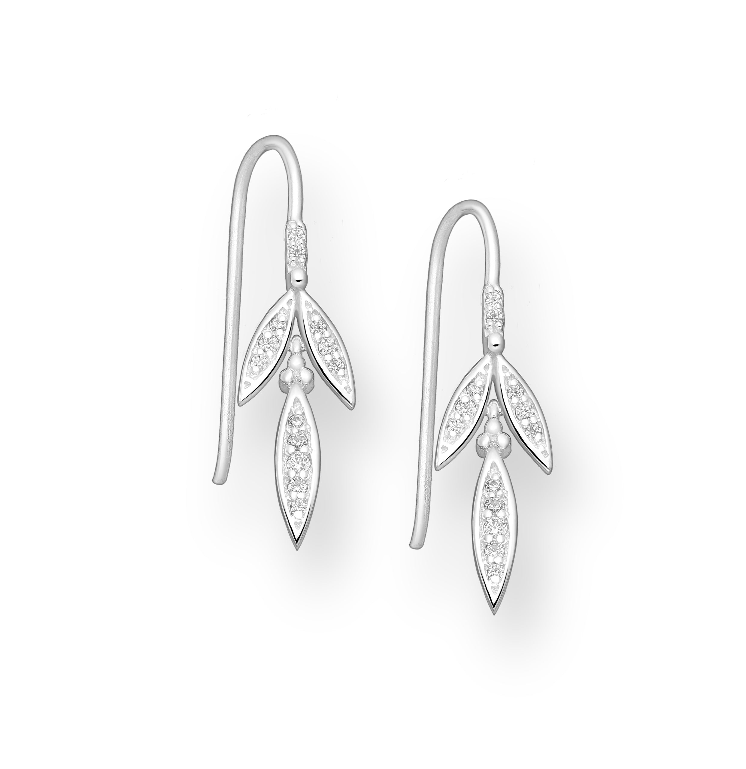 925 Sterling Silver Leaf Hook Earrings
