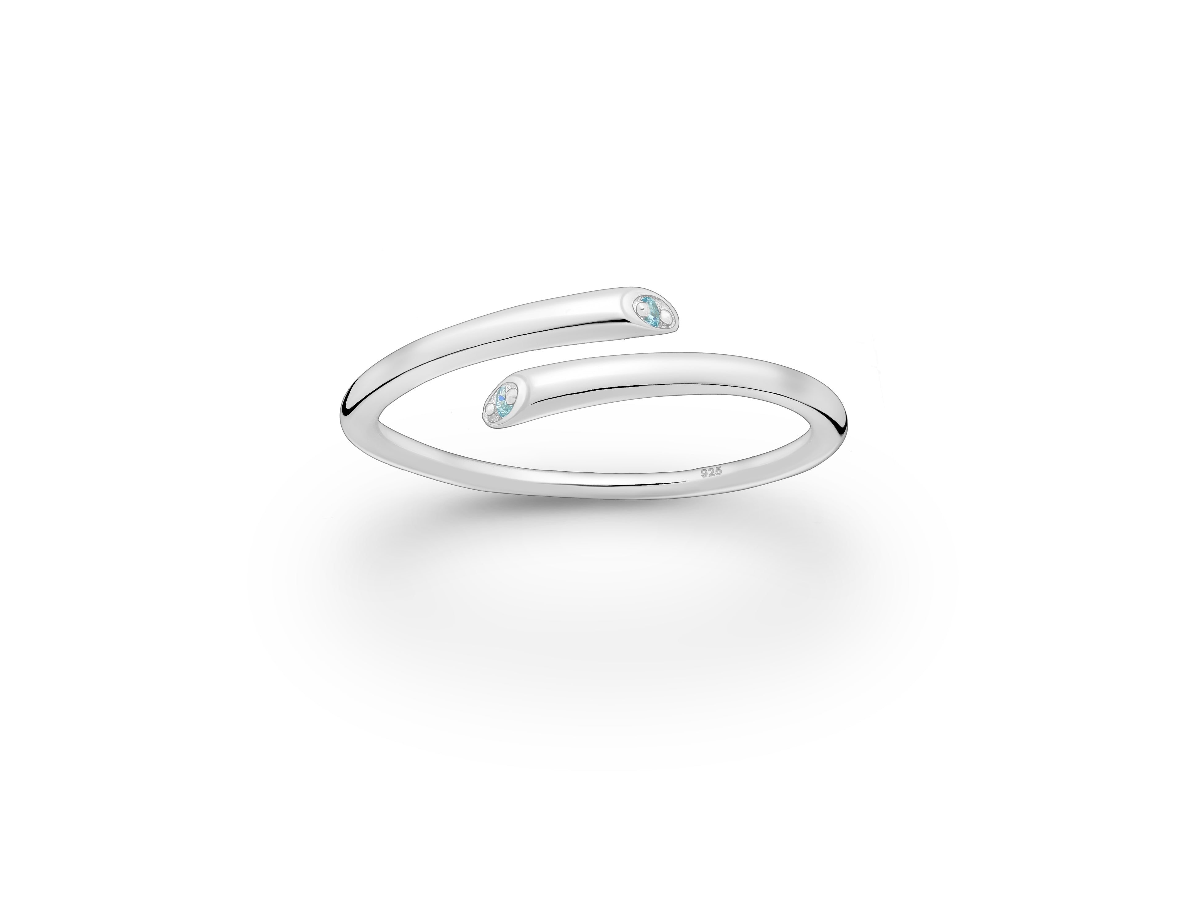 925 Sterling Silver Birthstone Adjustable Ring