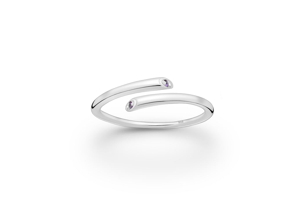 925 Sterling Silver Birthstone Adjustable Ring