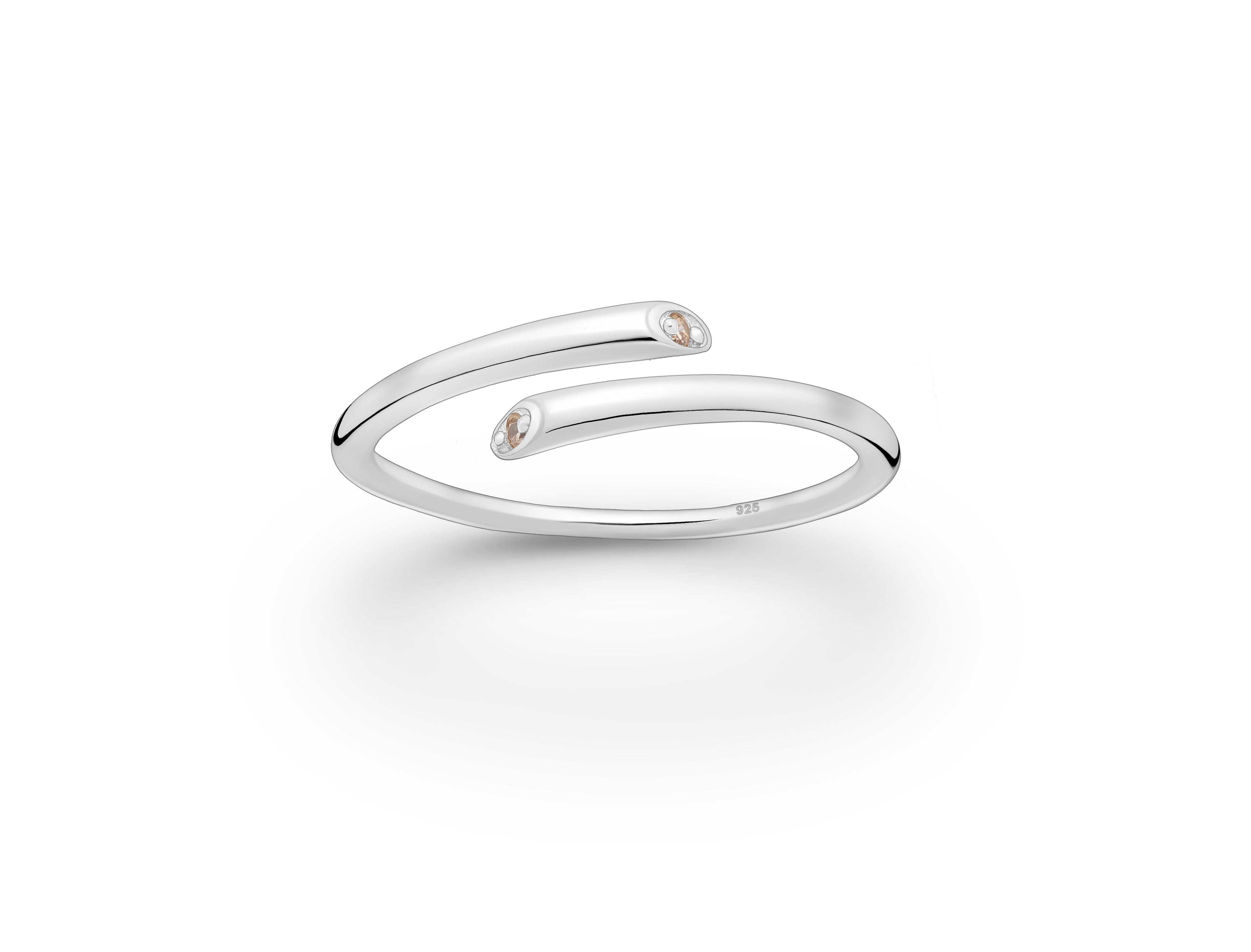 925 Sterling Silver Birthstone Adjustable Ring
