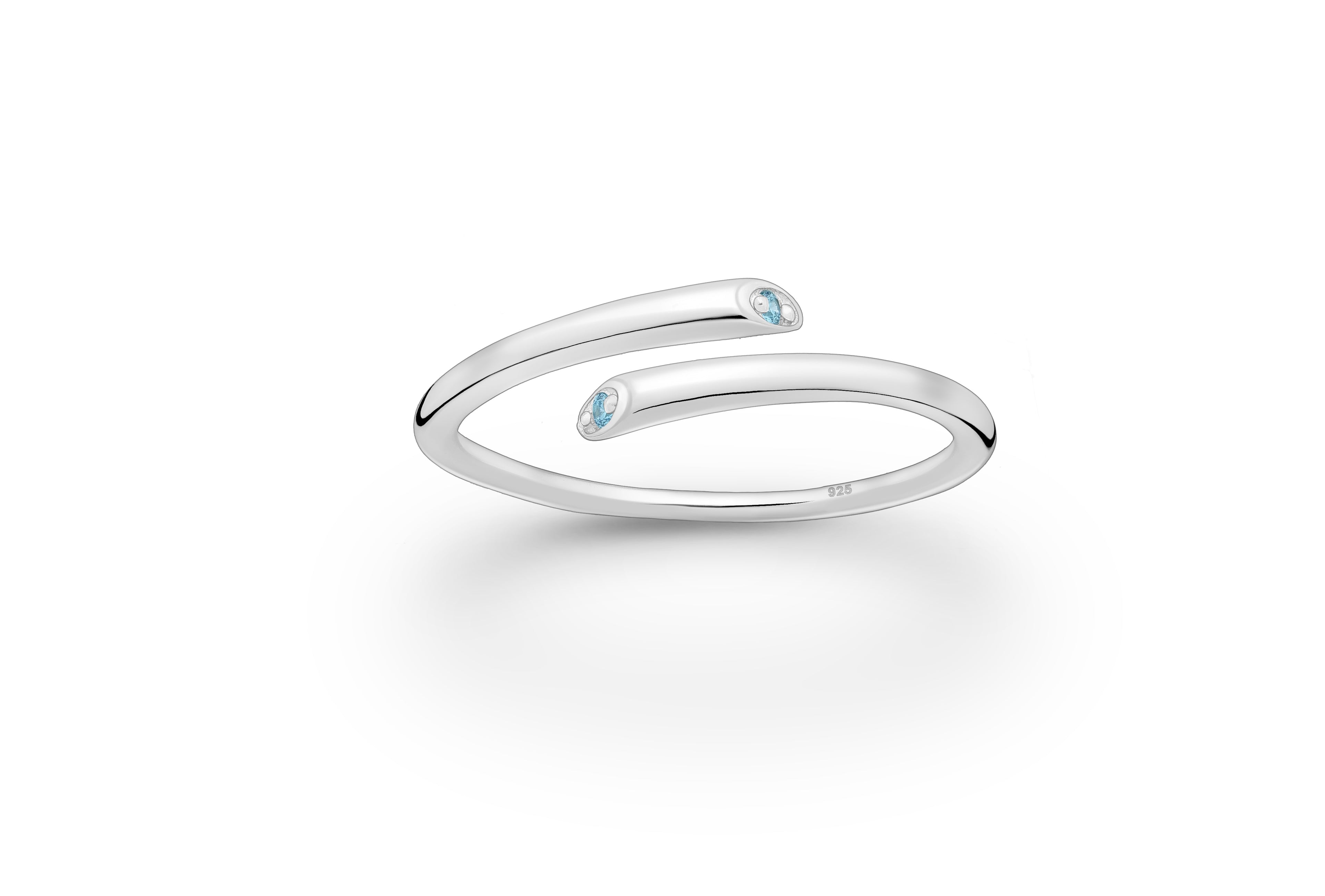 925 Sterling Silver Birthstone Adjustable Ring