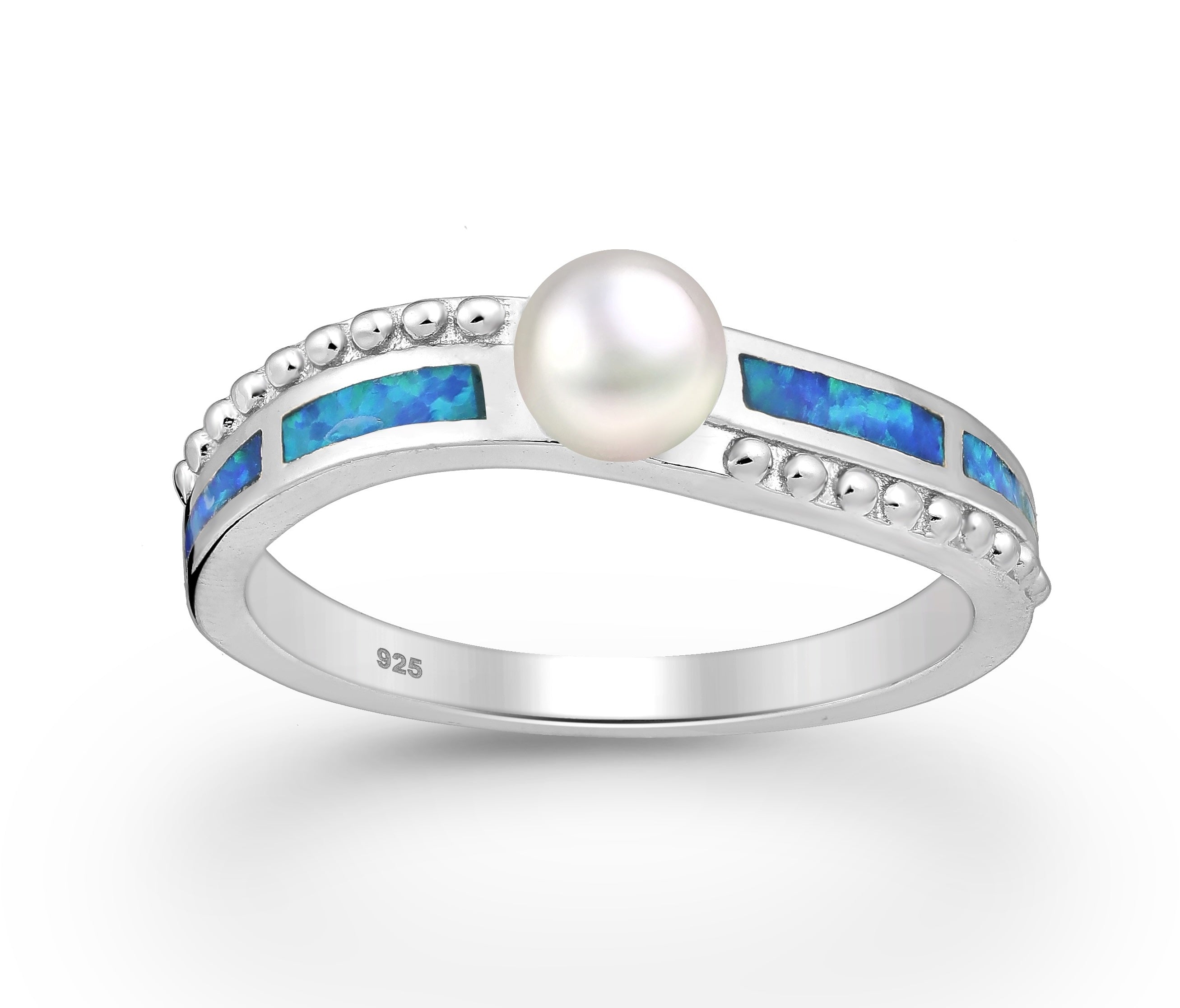 925 Sterling Silver Opal Pearl Ring
