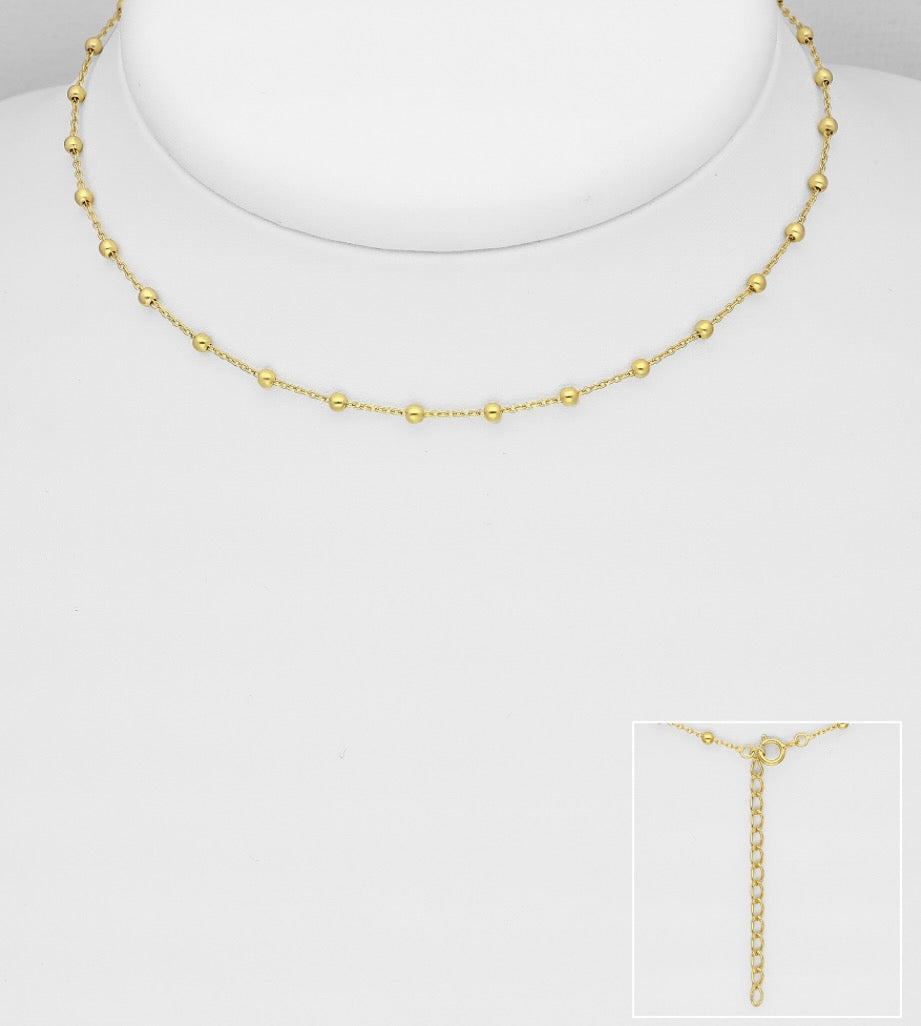 925 Sterling Silver 1 mm Golden Choker