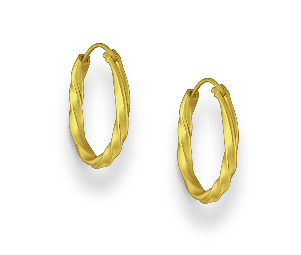 925 Sterling Silver Hoop Golden Earrings