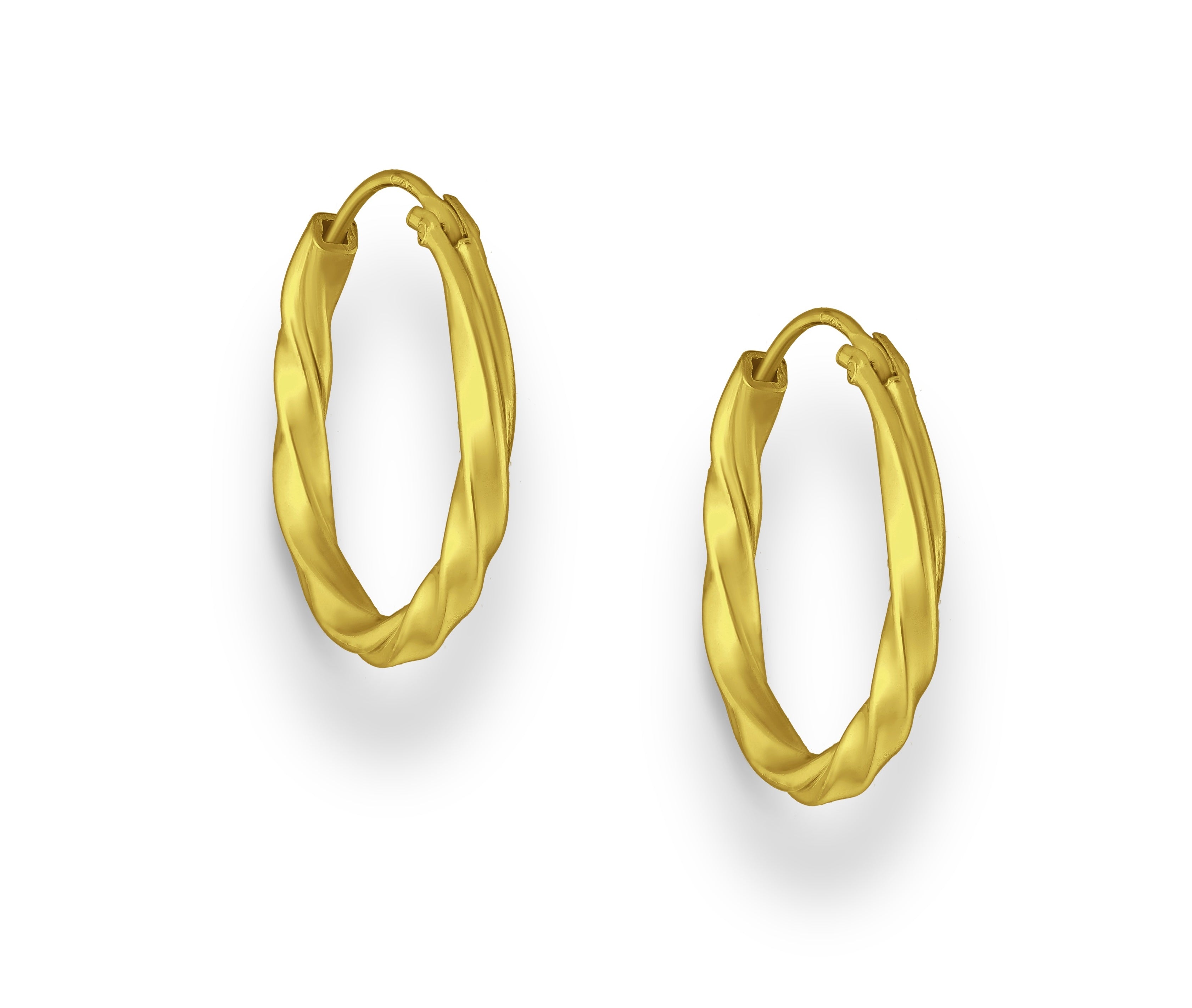 925 Sterling Silver Hoop Golden Earrings