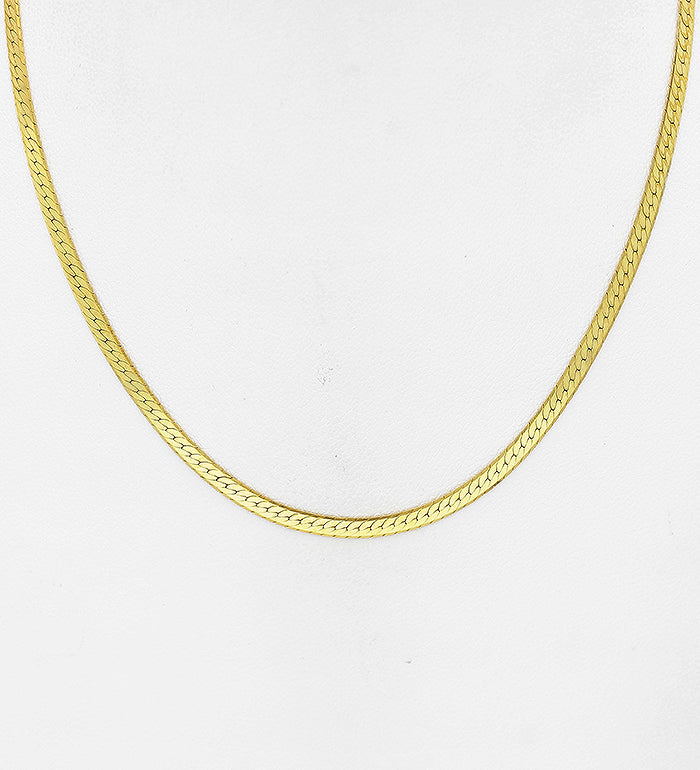 925 Sterling Silver Snake Necklace, Plated with 0.25 Micron 18K Yellow Gold, 2.6 mm Wide