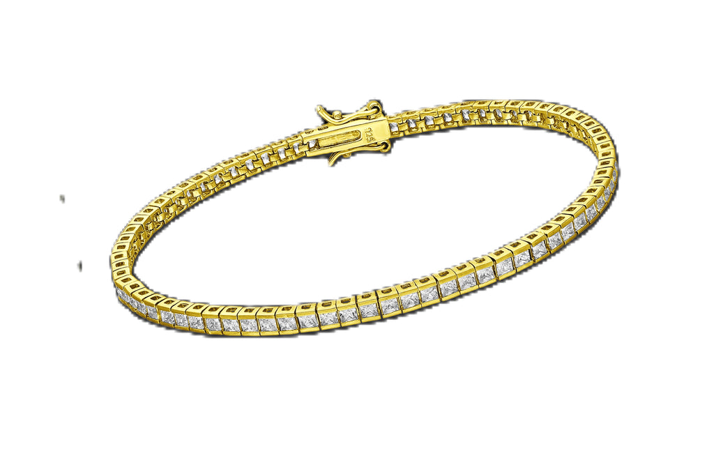 925 Sterling Silver Tennis Golden Bracelet