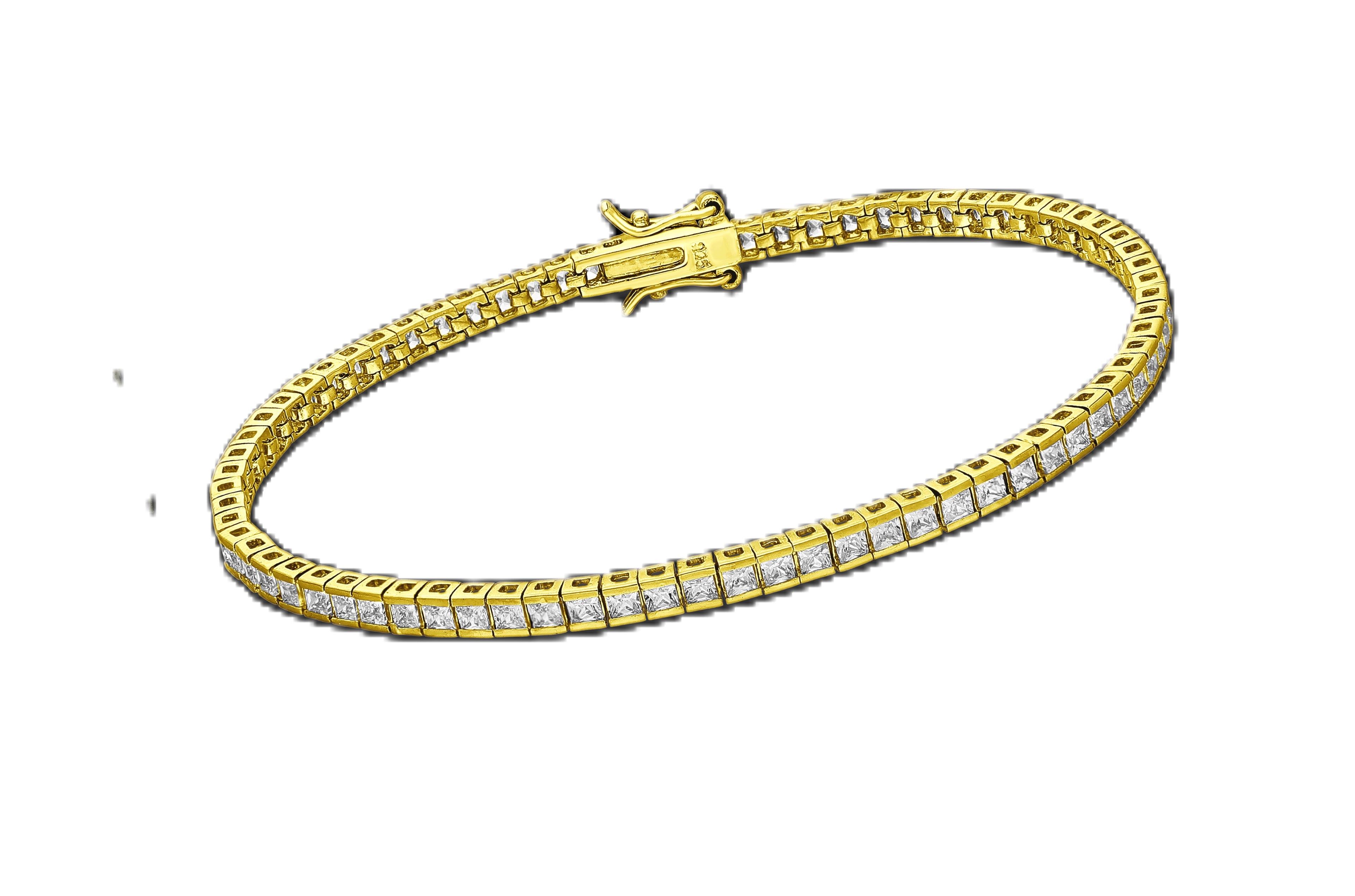 925 Sterling Silver Tennis Golden Bracelet