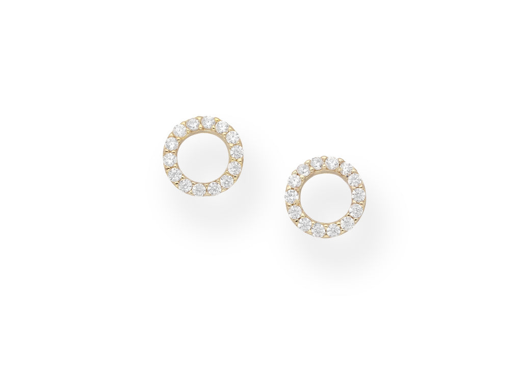925 Sterling Silver Circle Push-Back Golden Earrings