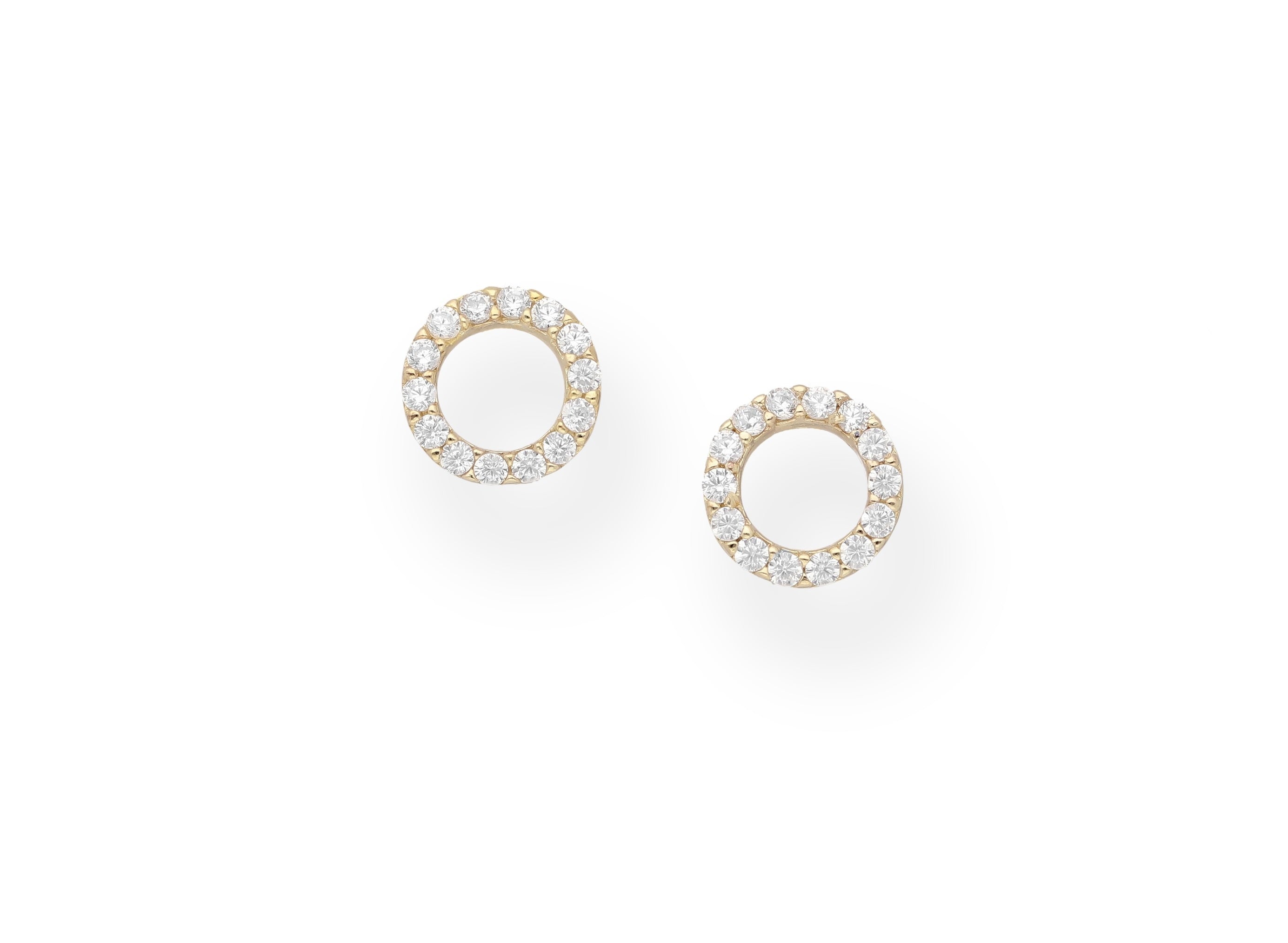 925 Sterling Silver Circle Push-Back Golden Earrings