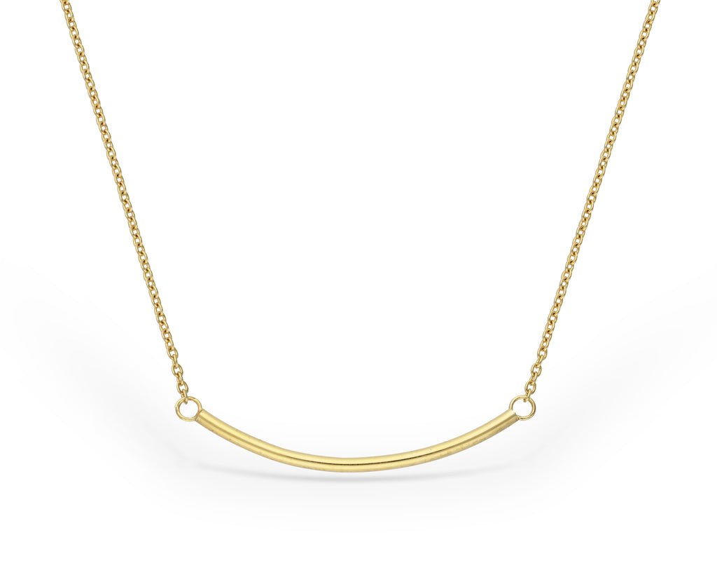 925 Sterling Silver Curved Golden Bar Necklace