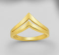 925 Sterling Silver Golden Chevron Ring