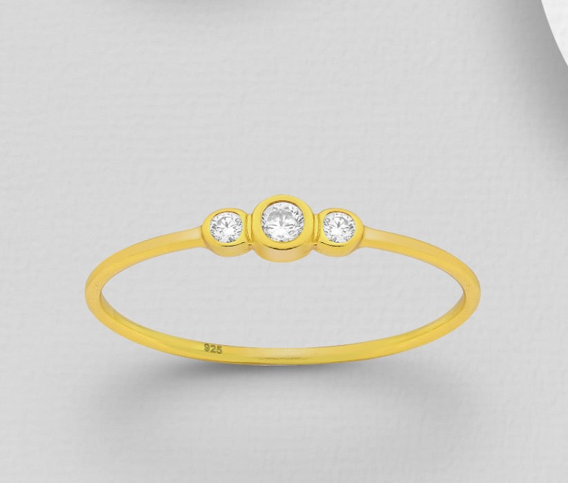 25 Sterling Golden Silver Ring