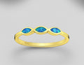 925 Sterling Silver Opal Golden Ring