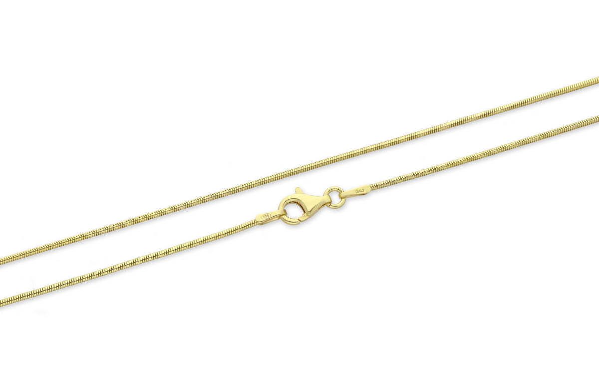925 Sterling Silver Snake (Round) Golden Chain