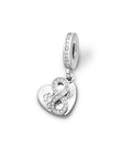 925 Sterling Silver Heart Bead-Charm Featuring Infinity "forever friends"