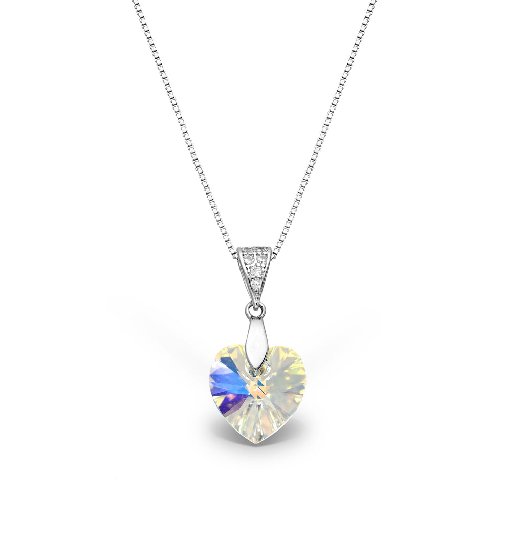 925 Sterling Silver Austrian Crystal Heart Necklace