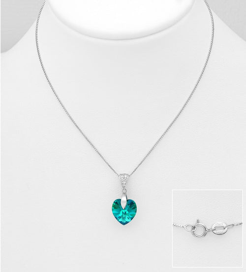 925 Sterling Silver Austrian Crystal Heart Necklace