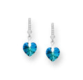 925 Sterling Silver Heart Push-Back Austrian Crystals Earrings