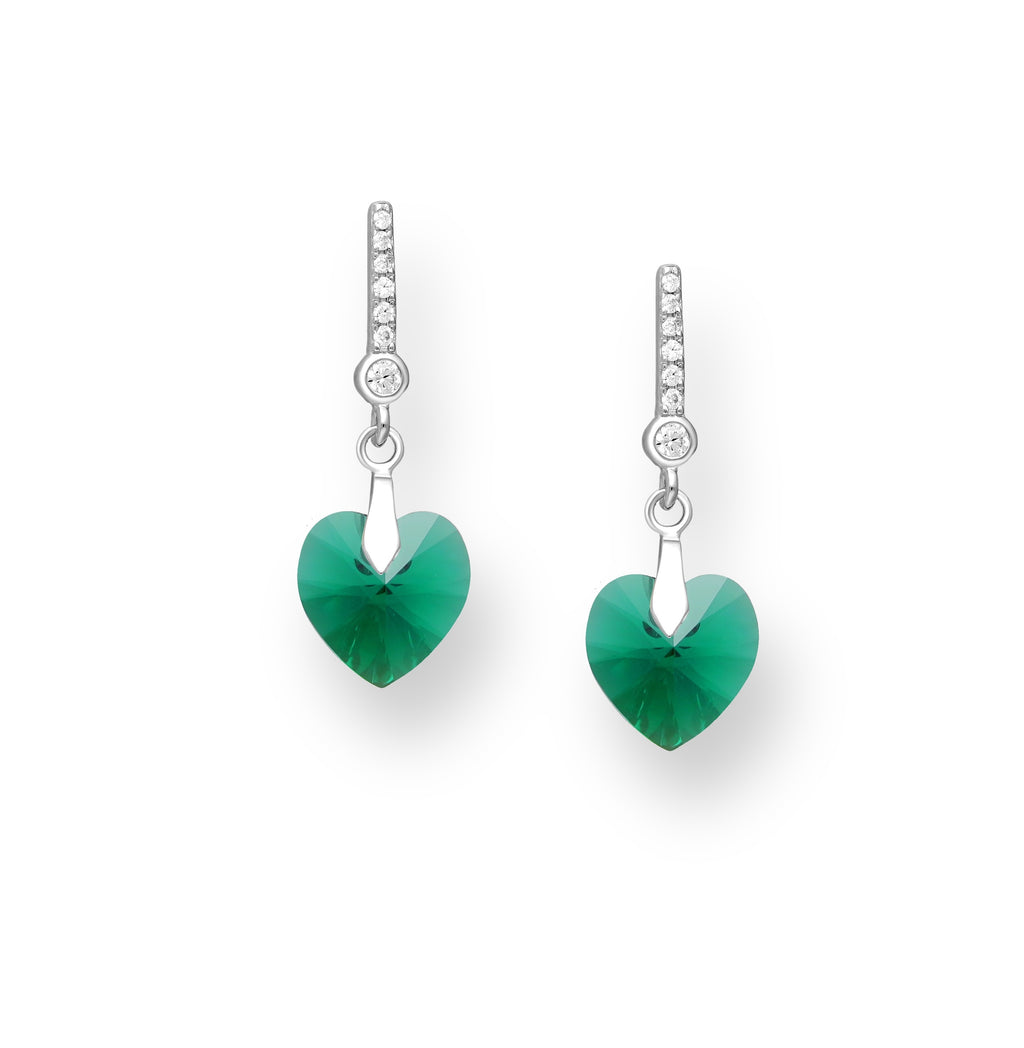 925 Sterling Silver Heart Push-Back Austrian Crystals Earrings