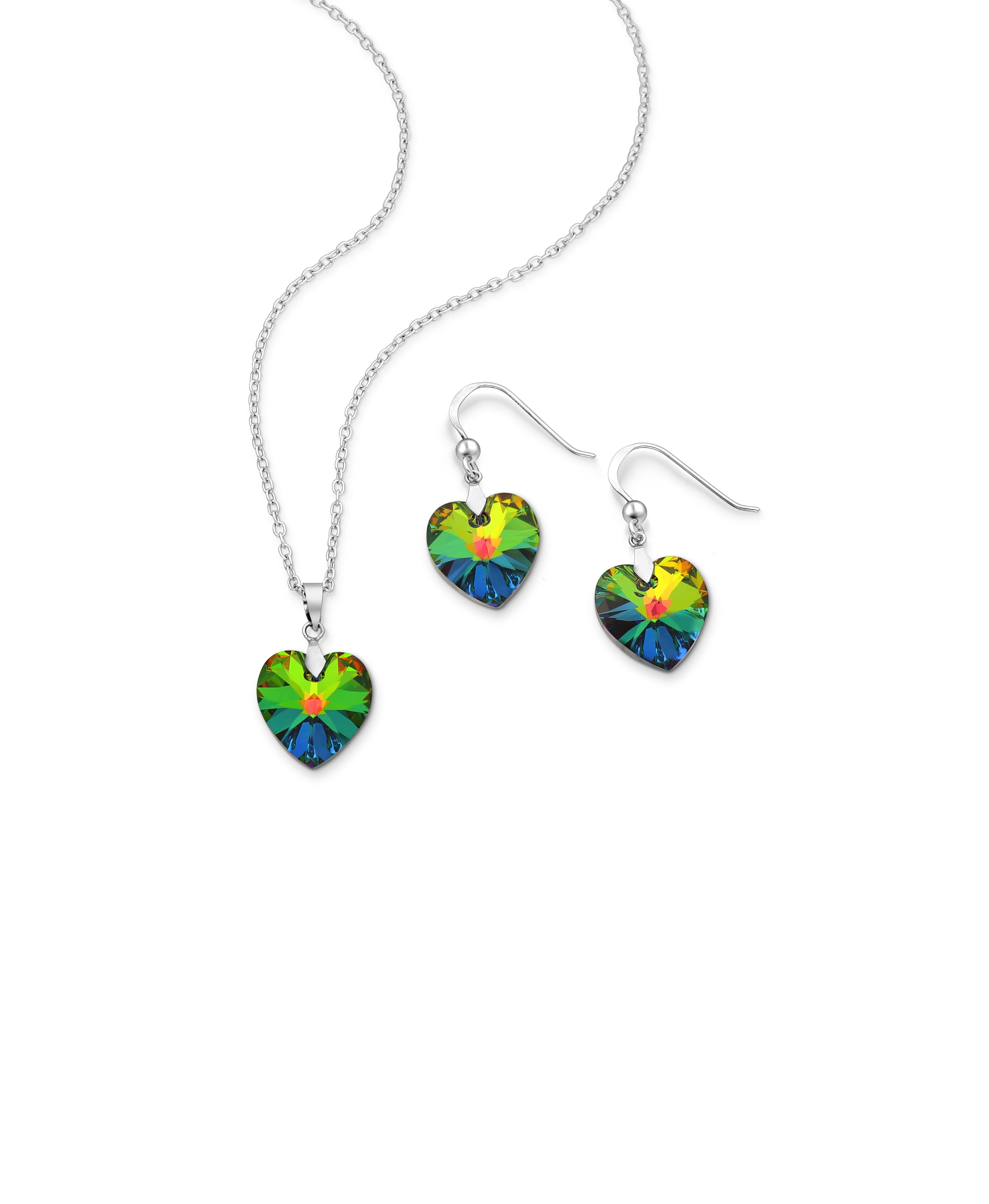 925 Sterling Silver Heart Austrian Vitrail Medium Set