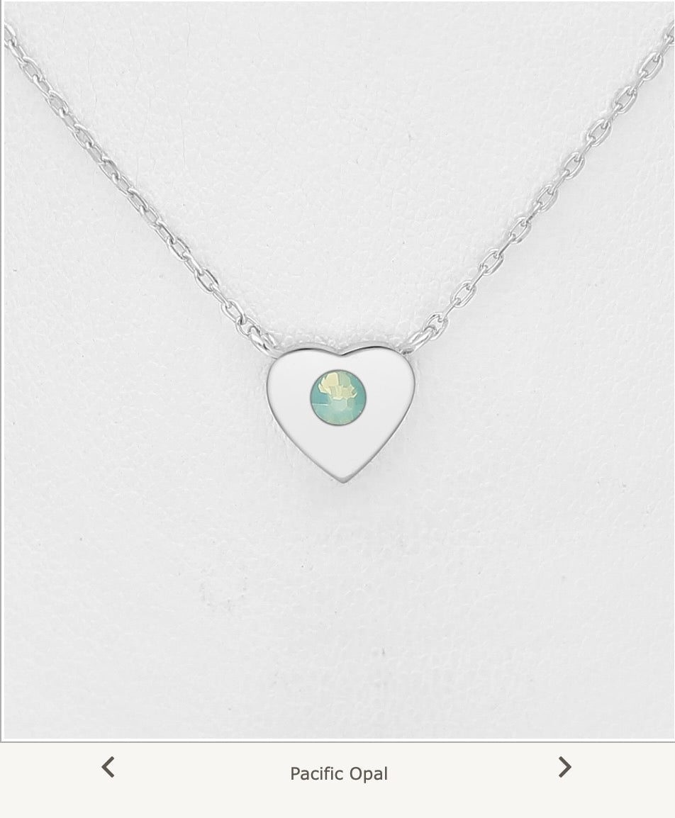 925 Sterling Silver Heart Austrian Crystal Necklace