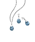 925 Sterling Silver Push-Back Earrings and Pendant Austrian Crystal Set