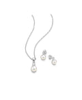 925 Sterling Silver Push-Back Earrings and Pendant Pearl Jewelry Set