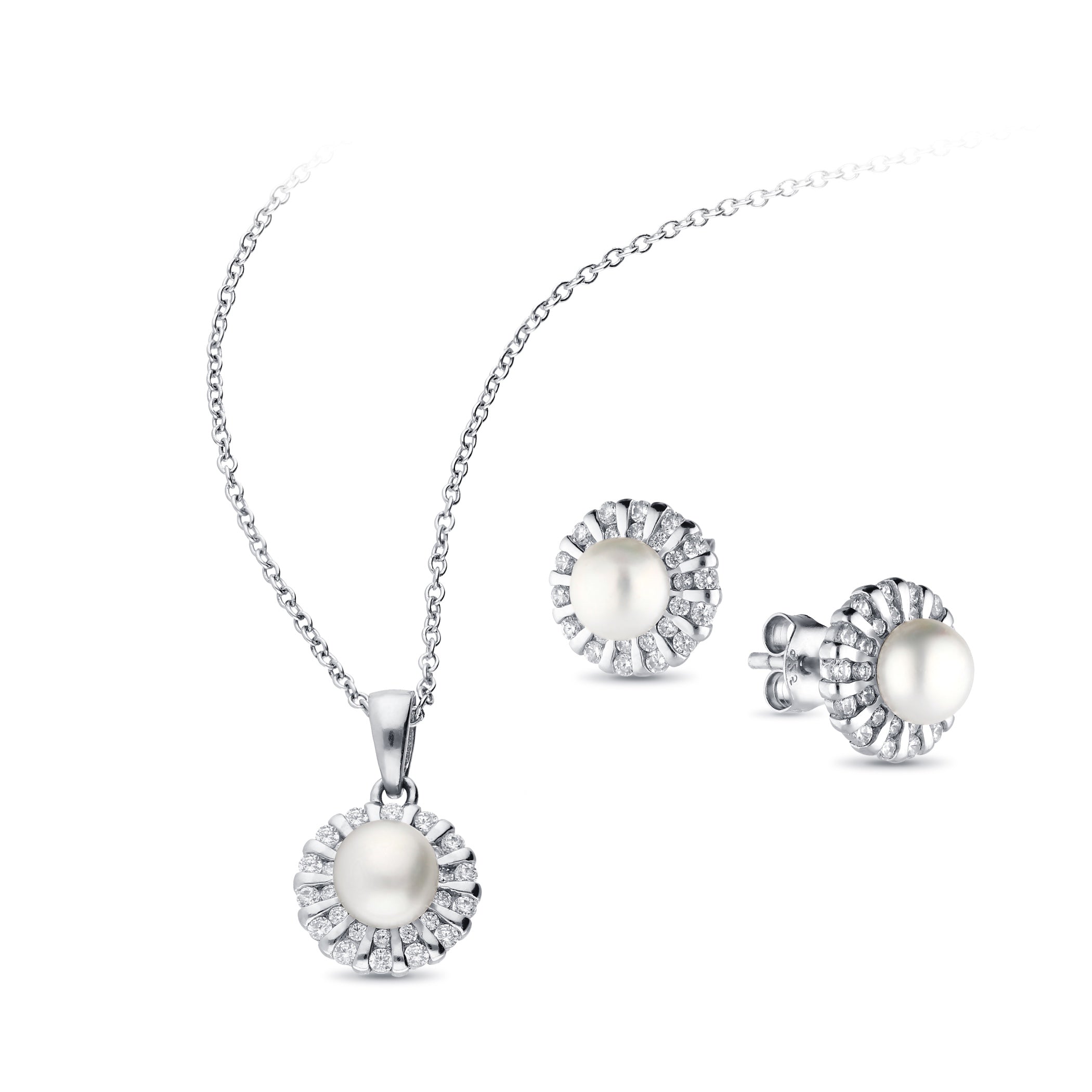 925 Sterling Silver Push-Back Earrings and Pendant Jewelry Set