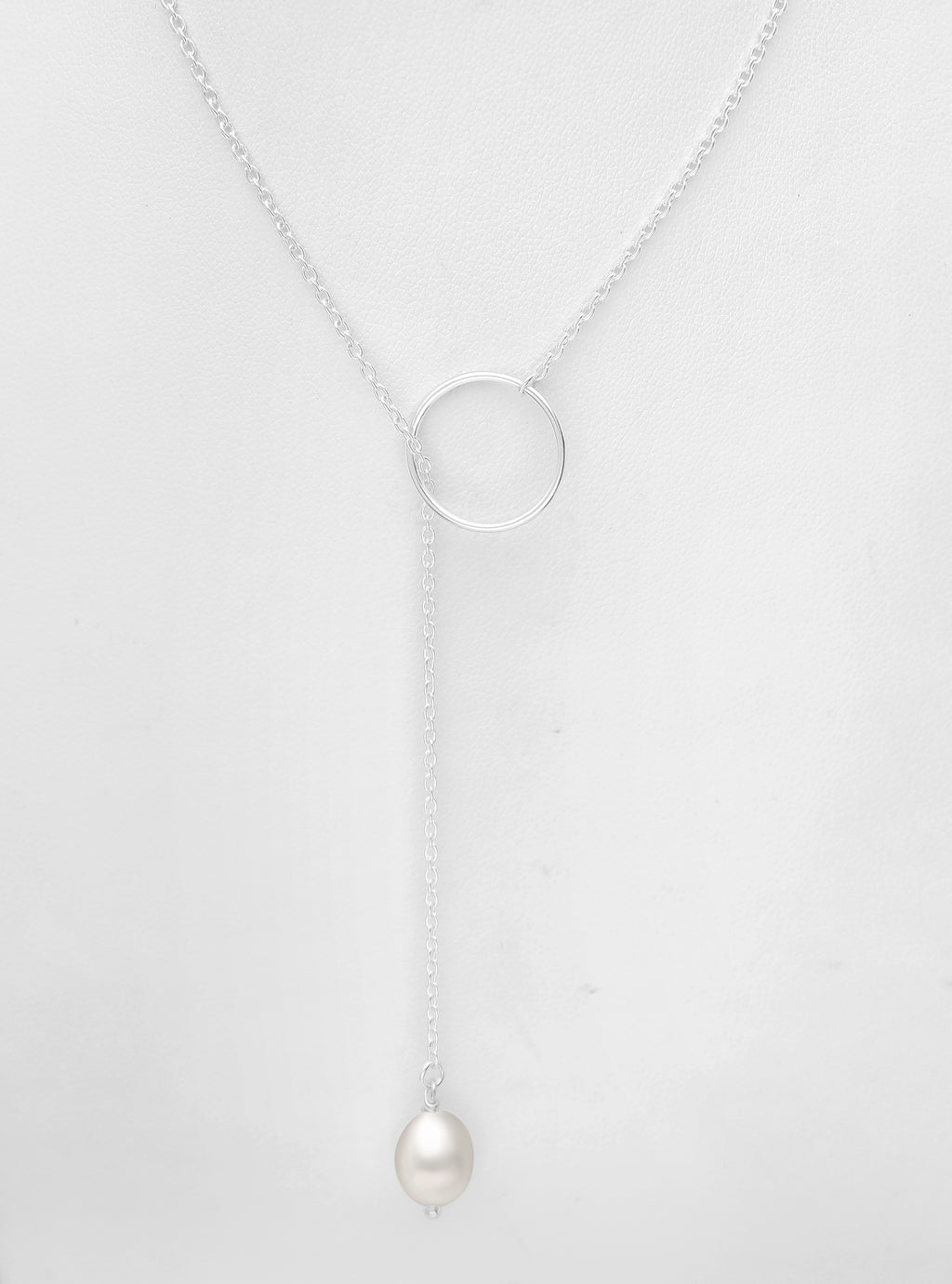 925 Sterling Silver Lariat Pearl Necklace