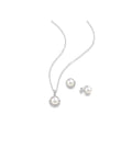 925 Sterling Silver Push-Back Earrings and Pendant Pearl Jewelry Set