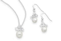 925 Sterling Silver Butterfly Hook Earrings and Pendant Pearl Jewelry Set