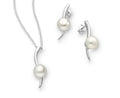 925 Sterling Silver Push-Back Earrings and Pendant Pearl Jewelry Set